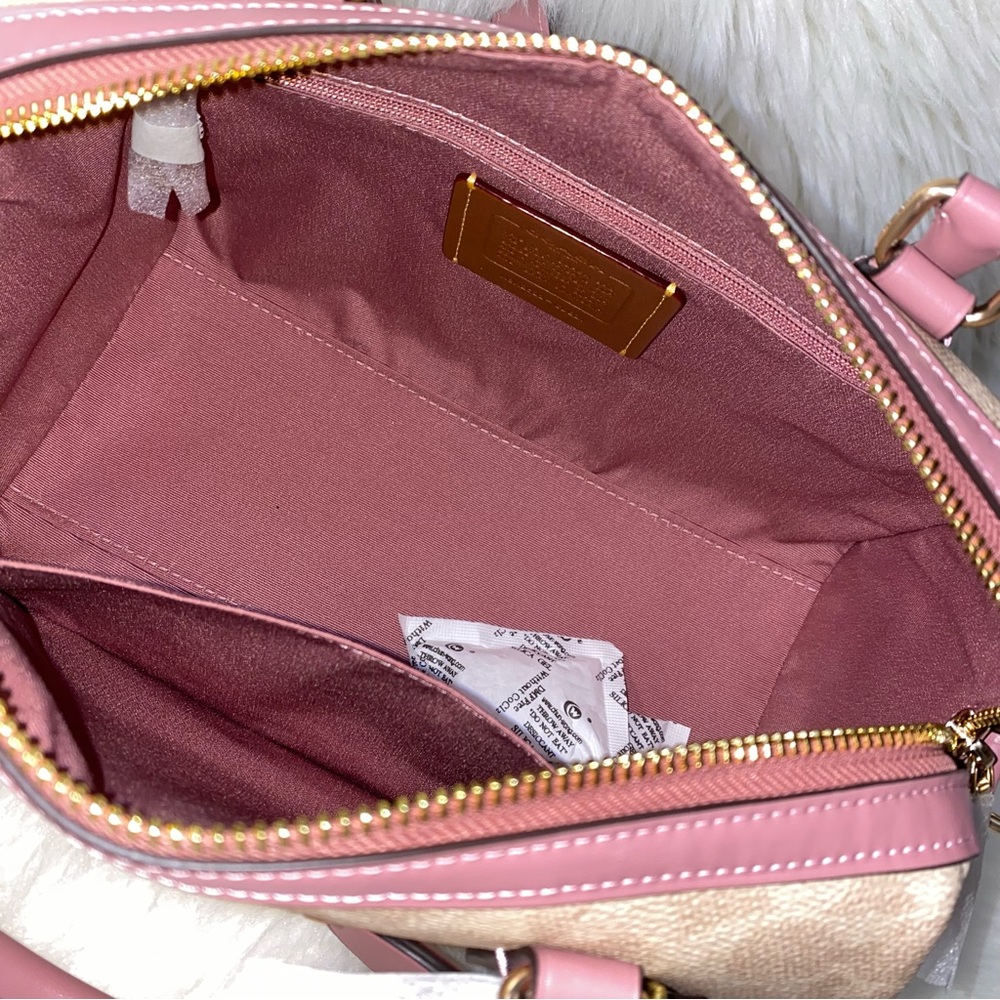 Coach purse 💖 Rowan Satchel Bag In Signature Canvas With Heart Charm New - Picture 12 of 15